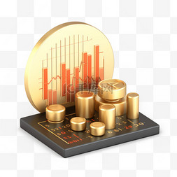 免抠图表图片_3D图标商务金融金币图表免抠元素