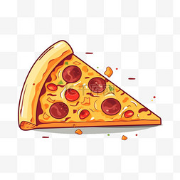卡通手绘风食物图片_披萨美食食物扁平风卡通免扣手绘