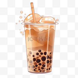 覆盆子饮品图片_卡通手绘珍珠奶茶饮品