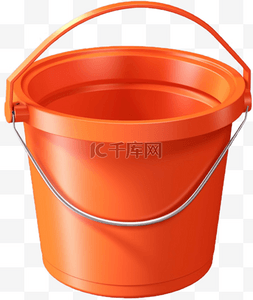 橙色扁平图片_卡通手绘扁平风格橙色水桶