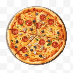 披萨牛排意面图片_卡通手绘美食披萨