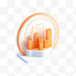 科技商务城市图片_3D金融商务橙色图标免抠元素