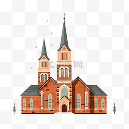 卡通可爱教堂建筑