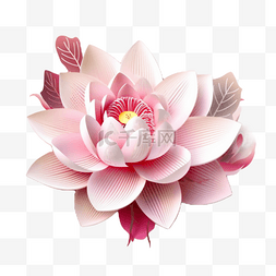 立体剪纸花朵装饰粉色荷花