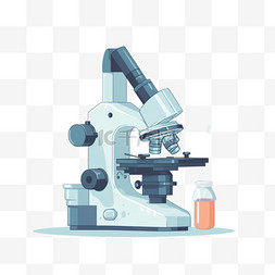 显微镜扁平风卡通免扣手绘医疗医