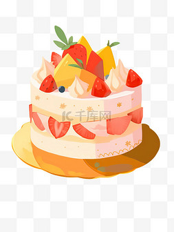 卡通奶油水果蛋糕