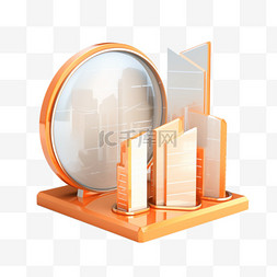 科技商务城市图片_3D金融商务橙色图标免抠元素