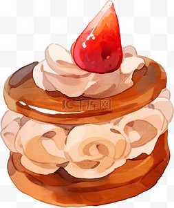 生日小蛋糕图片_卡通水彩小蛋糕水果蛋糕