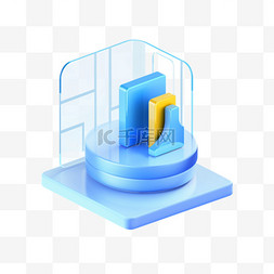 互联网图片_3D图标蓝色玻璃互联网科技免抠元