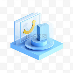 素材互联网图片_3D图标蓝色玻璃互联网科技免抠元