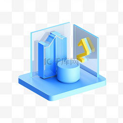 互联网科技科技图片_3D图标蓝色玻璃互联网科技免抠元