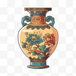 扁平风格古董花瓶