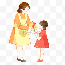 妈妈送我上学图片_母亲节献花给妈妈感恩母亲