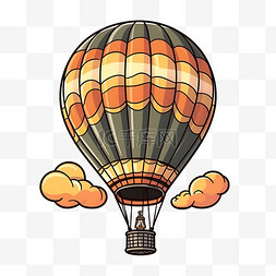 热气球免扣png图片_卡通风格云朵热气球免扣