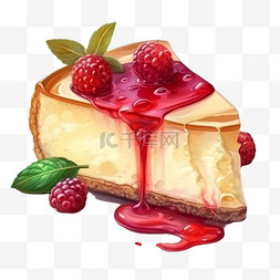 甜点手绘图片_卡通手绘甜品甜点树莓奶酪糕点