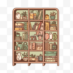 书架书柜家具可爱手账插图生活插