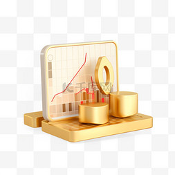 3D金融商务金色渐变图标