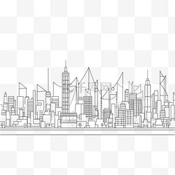城市卡通建筑图片_卡通手绘线条城市都市建筑