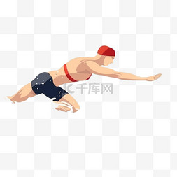卡通手绘体育运动游泳竞技