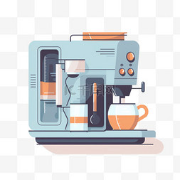 咖啡机图片_卡通手绘厨具咖啡机