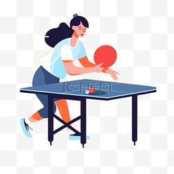 卡通手绘体育运动乒乓球竞技