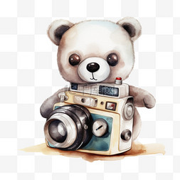 卡通手绘儿童玩具小熊相机
