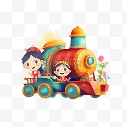 小火车图片_卡通手绘儿童玩具小火车