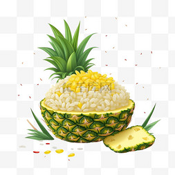 小菠萝菠萝图片_扁平卡通免抠图素材菠萝饭