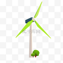 风风车图片_青绿色风力发电风车免扣
