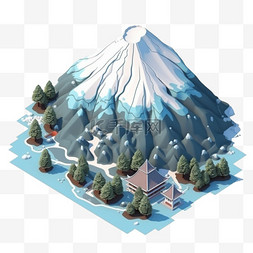 立体富士山图片_25D场景免抠素材富士山