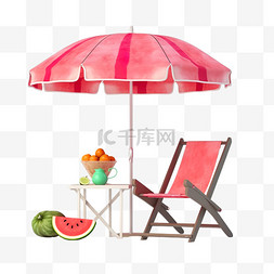 夏日海边沙滩太阳伞