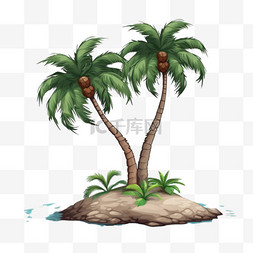 椰树卡通图片_卡通动漫漫画海岛椰树椰子