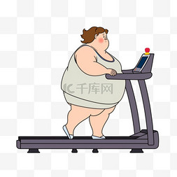 卡通手绘减肥运动小胖子