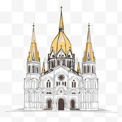 教堂手绘图片_手绘插画风免抠元素教堂