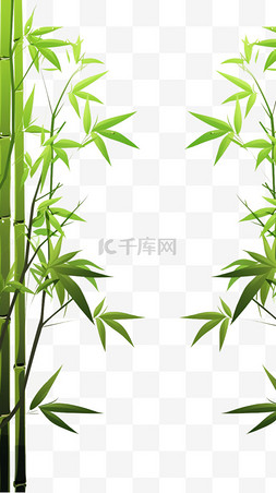 绿竹边框图片_卡通扁平风绿色竹子边框装饰