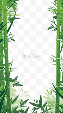 卡通绿色竹子边框装饰