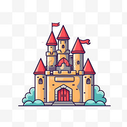 城堡建筑图片_卡通扁平橙色城堡免扣
