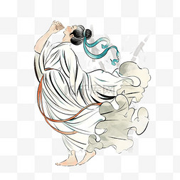 中国古代雕塑图片_李白饮酒古代人物李白水墨