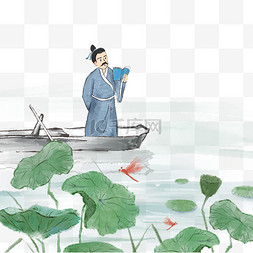 古风池塘图片_小暑大暑夏天节气国画古风