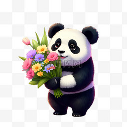 可爱的花朵图片_3D熊猫可爱熊猫