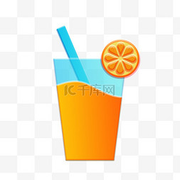 橙汁海报手绘图片_玻璃风夏日果汁橙汁