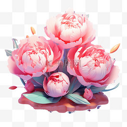 3D剪纸花朵花牡丹粉色