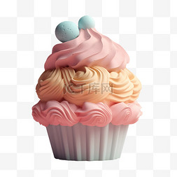蛋糕图片_3D卡通粉色松糕小蛋糕甜点