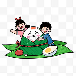 甜粽子粽子图片_手绘端午节粗描边粽子卡通人物