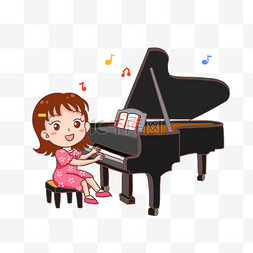 培训班卡通图片_手绘卡通儿童弹钢琴免抠元素