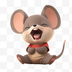 穿西服的老鼠图片_3DC4D立体动物卡通可爱老鼠