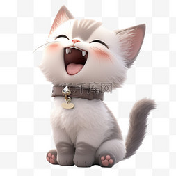 长牙齿的小猫图片_3DC4D立体动物卡通可爱小猫