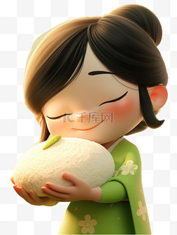 粽子抱粽子图片_端午节抱着米粽女生