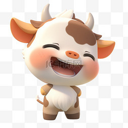 小牛图片_3DC4D立体动物卡通可爱小牛