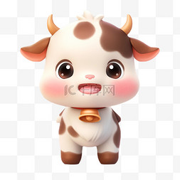 3d立体可爱动物形象奶牛免扣素材